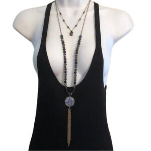 𝅺Curated bundle Monet and Crystal Chain Necklace Layered Look Beaded Long.